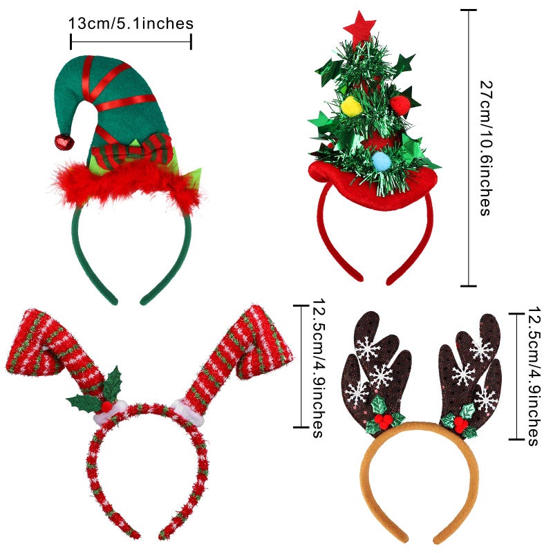 يوراتوت URATOT 9 حزمة الإبداعية عطلة Headbands عيد الميلاد حزب زي أغطية الرأس الجان قبعات الحفلات الرنة Headbands لعيد الميلاد التبعي - Image 2